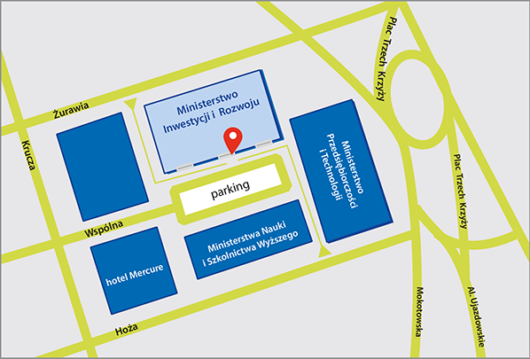 Mapa dojścia do budynku Ministerstwa Inwestycji i Rozwoju