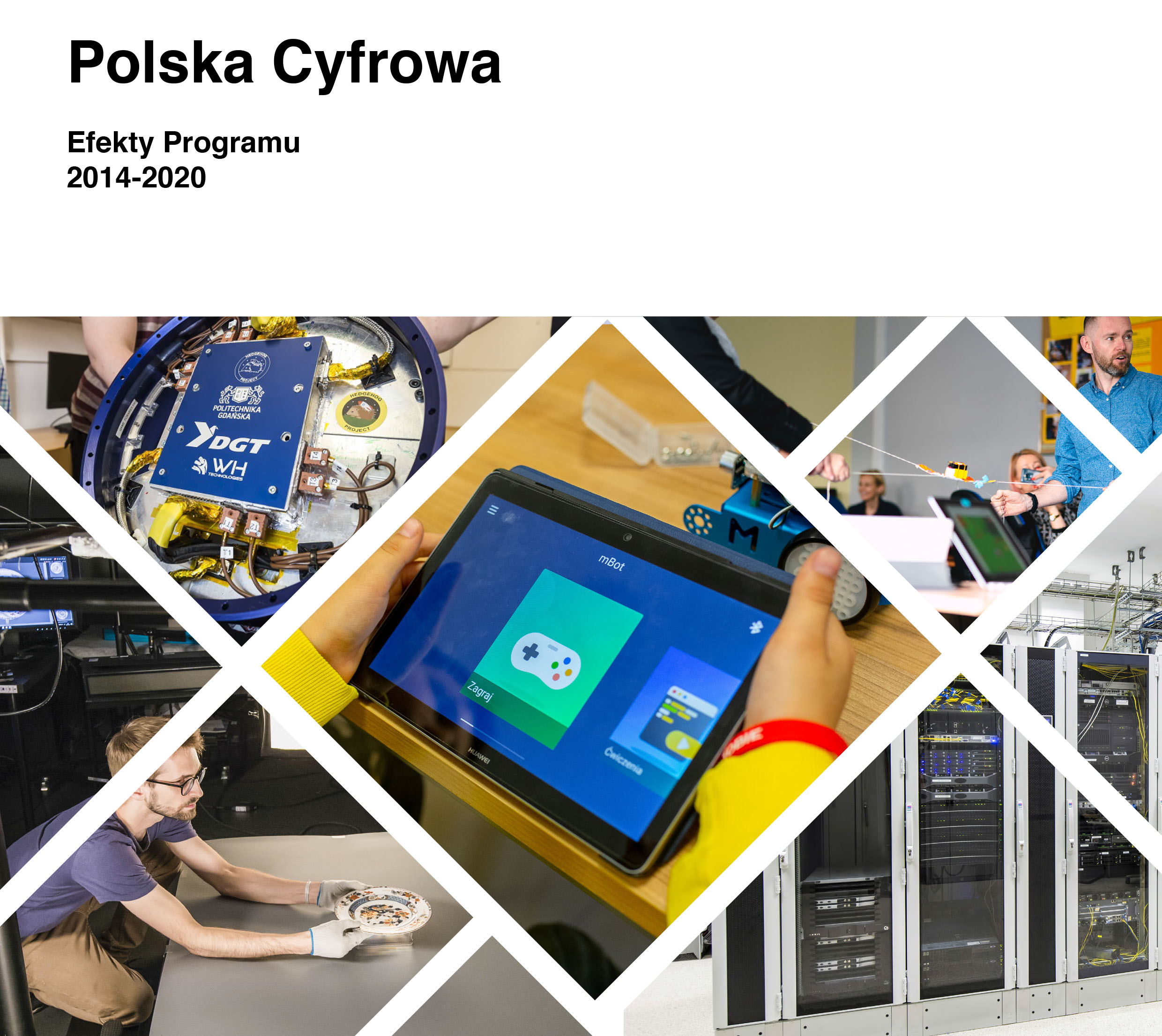 Okładka broszury - kolaż zdjęć projektów z programu Polska Cyfrowa
