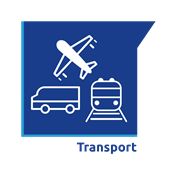 ikonka z samolotem, ciężarówką i pociągiem